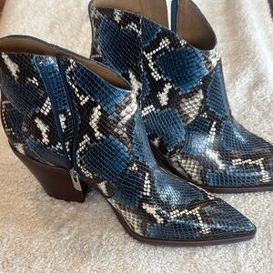 ANTONIO MELANI Blue and Black Patterned Ankle Boots
